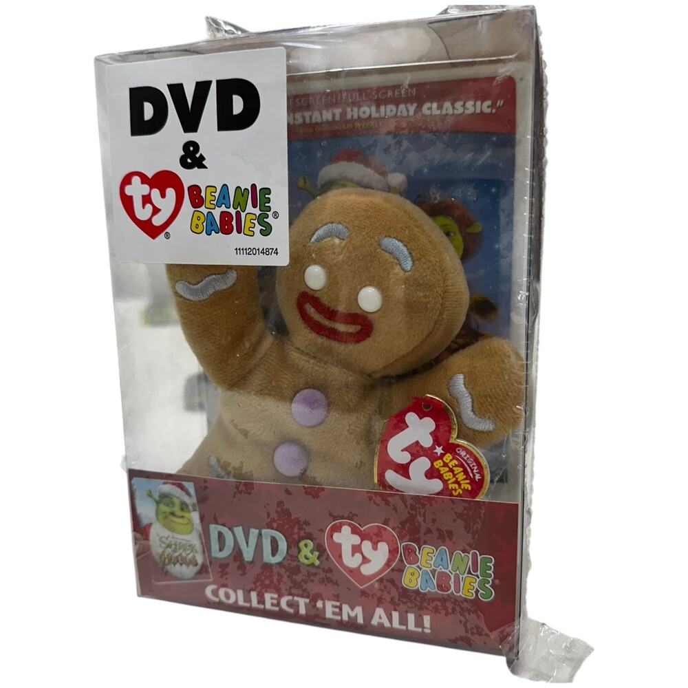 Shrek the Halls DVD TY Beanie Baby Gingy Gingerbread 2008 Exclusive NIB NEW